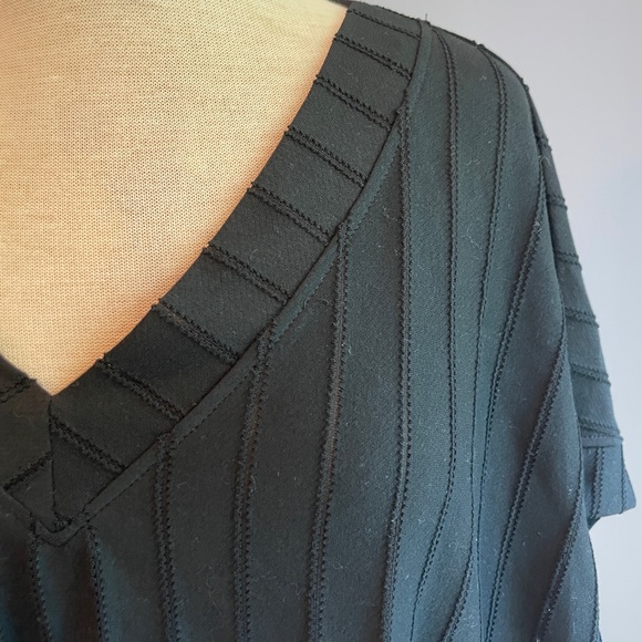 Umgee Black Oversized Short Sleeve Top V neck Cropped Ribbed boxy top Y2K 90s - Picture 2 of 11